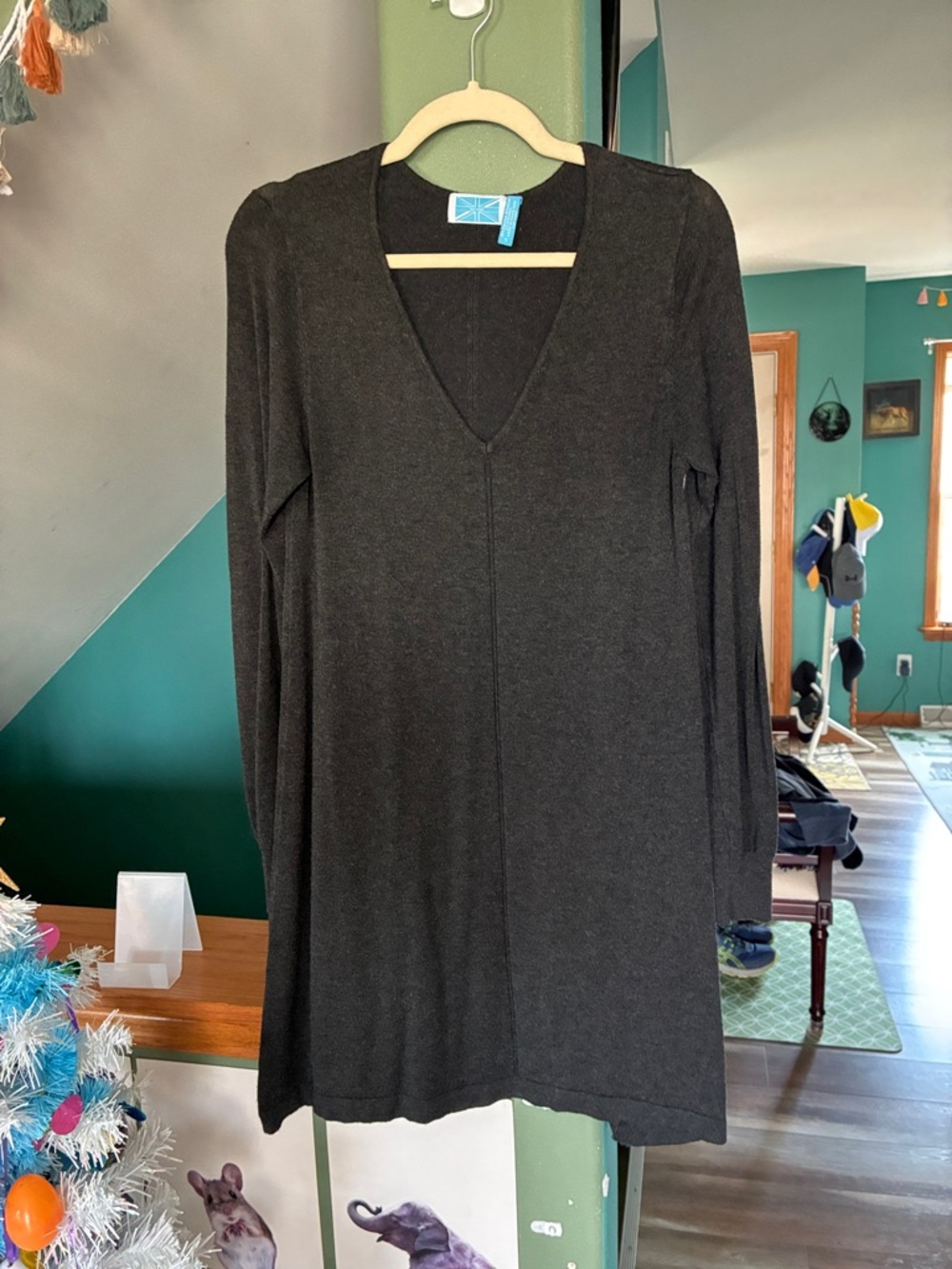 Women’s Black V-Neck Sweater Dress